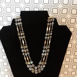 Vintage Clear Rhinestone Aurora Borealis Necklace